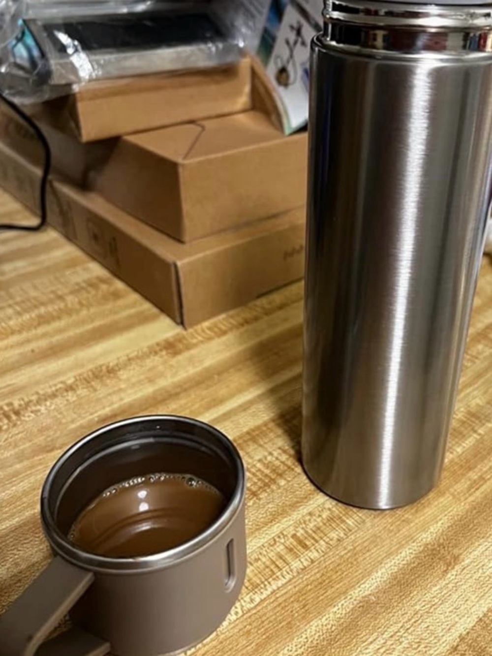 Black thermal Vacuum Flask Gift Set, Stainless Steel Steel Travel Mug, 16oz - Picture 2 of 8